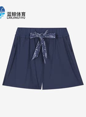 Skechers/斯凯奇正品休闲女子透气系带舒适针织短裤L221W181-007D