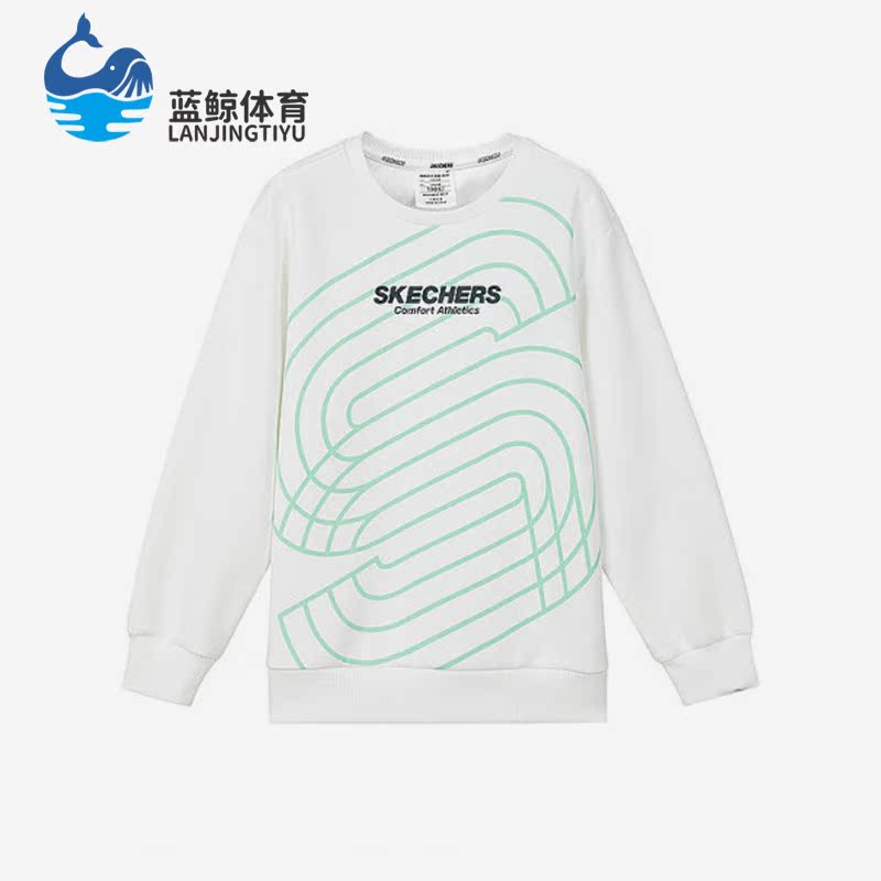 Skechers/斯凯奇正品大童简约时尚运动针织长袖圆领卫衣 P323B035