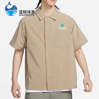 耐克新款男子纽扣休闲短袖