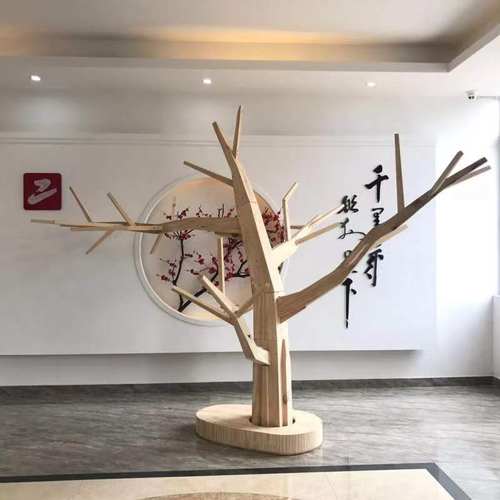 定制木板树摆件福榕园落地