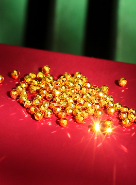 老克勒黄金足金镭射珠手链手串配件配饰转运珠散珠金珠蹦迪珠爆闪