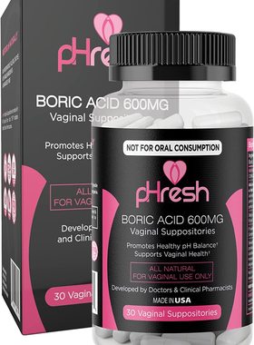 美国代购pHresh Boric Acid Suppositories - Intimate Support f