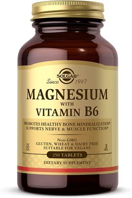 美国代购Solgar Magnesium with Vitamin B6 Tablets, 250 Count