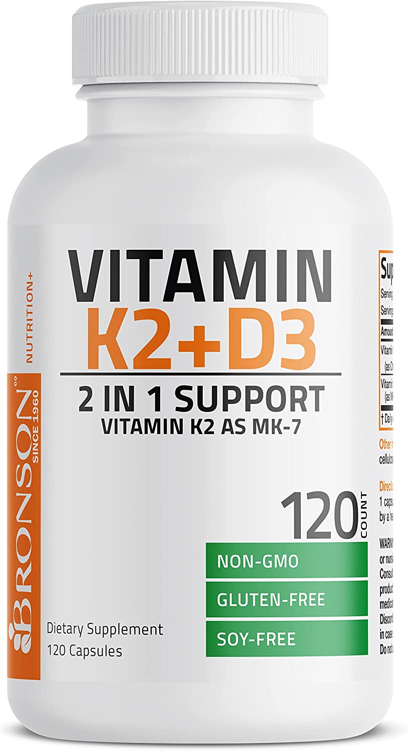 美国代购Bronson Vitamin K2 (MK7) with D3 Supplement Non-GMO