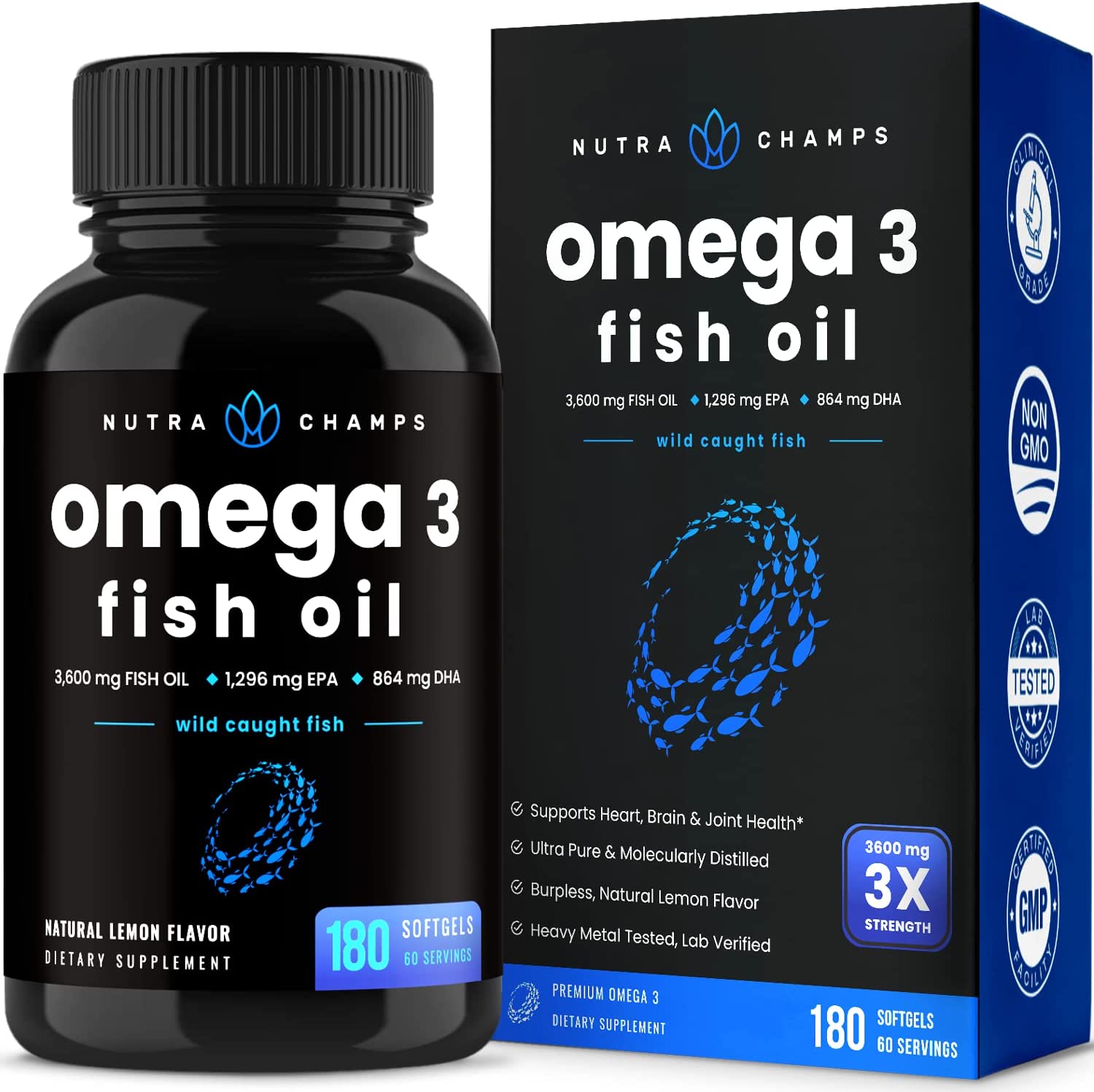 美国代购Omega 3 Fish Oil Supplements 3600mg with EPA & DHA |