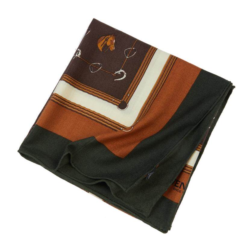 新品秋冬季中厚款手工卷边真丝羊毛数码印花围巾女保暖外搭大方巾