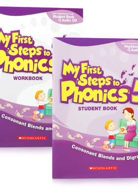 扫码听音频My First Steps to Phonics Student Book 5 迈向拼读第一步 4-8岁儿童宝宝自然拼读语感培养英文学习教辅Scholastic