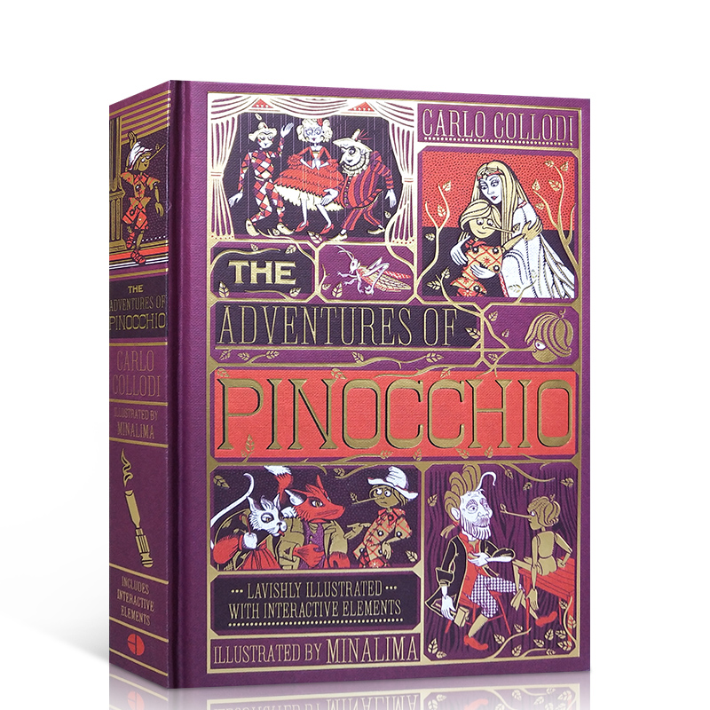 英文原版 匹诺曹 木偶奇遇记 The Adventures of Pinocchio 内含互动式精装立体绘本小说收藏版 6-9-12岁