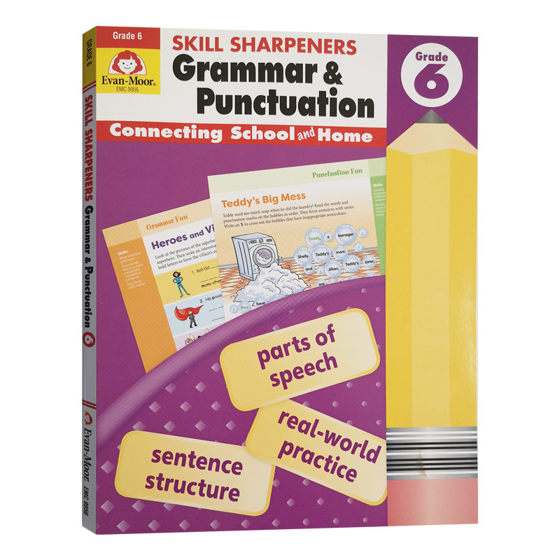 进口英文原版Skill Sharpeners,Grammar & Punctuation,Grade 6技能铅笔刀系列语法与标点六年级美国小学生英语学习指导平装教辅书