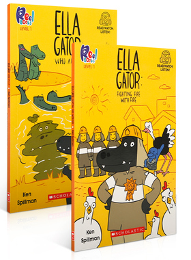 学乐 系列2本 Ella Gator #1: Who Am I? /  #2: Fighting Fire With Fire10-14岁儿童启蒙分级阅读 动物故事平装桥梁/章节书