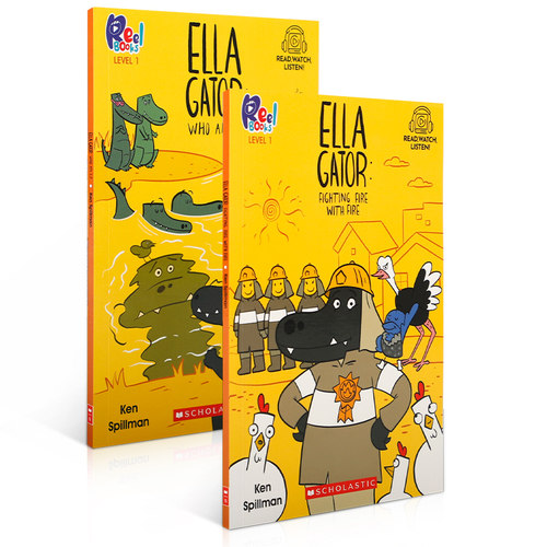 学乐 系列2本 Ella Gator #1: Who Am I? /  #2: Fighting Fire With Fire10-14岁儿童启蒙分级阅读 动物故事平装桥梁/章节书