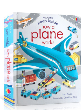 飞机的工作原理usborne偷偷看里面揭秘系列Peep Inside How A Plane Works英文原版进口图书儿童科普翻翻书英语绘本纸板书