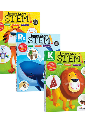 入门级3册 Evan Moor Smart Start STEM grade pre k-1聪慧启蒙系列美国加州教材练习册 幼儿园小学一年级英语原版Science科学