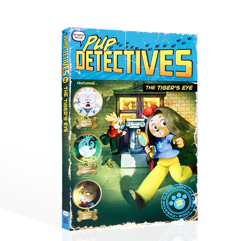 英文原版 Pup Detectives#2 The Tiger's Eye 小狗侦探:虎视眈眈 侦探推理冒险故事漫画 学生课外拓展英语阅读桥梁章节书