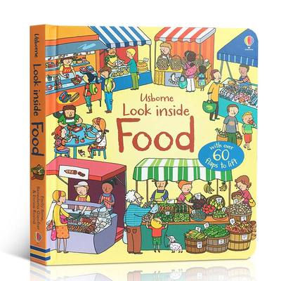 英文原版Usborne Look inside Food看里面系列食物儿童启蒙 科普纸板翻翻书了解食物的生产过程不浪费食物 对食物感兴趣 STEM