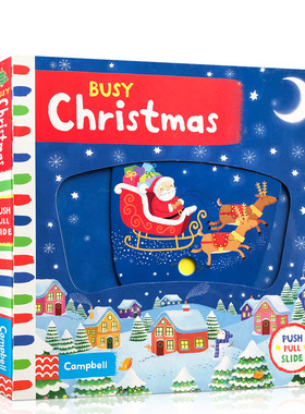 英文原版Busy book系列Christmas忙碌的圣诞节1-2-3-4-5岁宝宝启蒙认知手指机关推拉书绘本好习惯养成zoo公园Park机场Airport