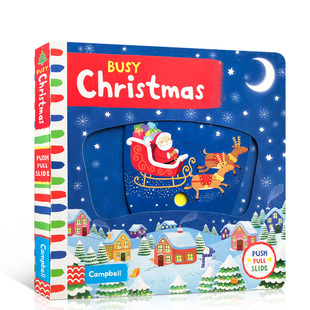 圣诞节1 book系列Christmas忙碌 5岁宝宝启蒙认知手指机关推拉书绘本好习惯养成zoo公园Park机场Airport 英文原版 Busy