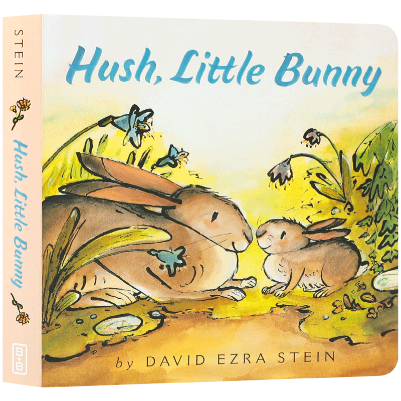 英文原版 Hush, Little Bunny 纸板书 David Ezra Stein 嘘,小兔子 小兔子与兔子爸爸的故事 儿童宝宝亲子共读睡前故事绘本