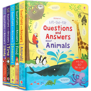 Usborne问与答翻翻书英文原版Questions and Answers儿童启蒙科普纸板书Animals动物Dinosaurs恐龙Body身体十万个为什么about