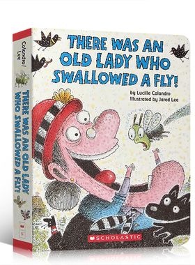 英文原版 There Was an Old Lady Who Swallowed a Fly! 有一个老妇人吞了一只苍蝇儿童启蒙趣味图画故事纸板书睡前读物 3-6岁