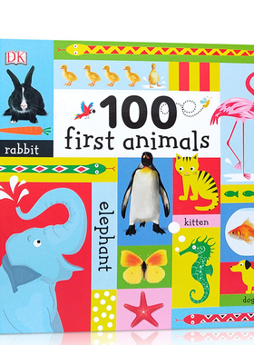 DK出版英文原版100 First Animals低幼儿童精装撕不烂纸板书可爱小动物亲子育儿英语启蒙早教认知绘本图画书正版进口读物书籍童书