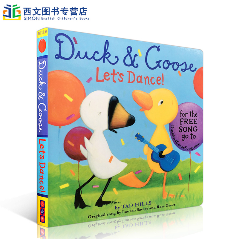 英文原版书 Duck & Goose, Let's Dance 鸭子与鹅 我们去跳舞 名家Tad Hills 儿童纸板书  0-3-6岁幼儿园睡前晚安故事英语阅读绘本