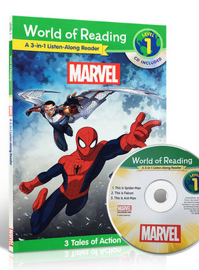 进口英文原版World of Reading: Marvel Marvel 3-In-1Listen-Along Reader3合1儿童图画故事书阅读迪士尼漫威复仇者联盟分级