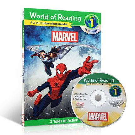 进口英文原版World of Reading: Marvel Marvel 3-In-1Listen-Along Reader3合1儿童图画故事书阅读迪士尼漫威复仇者联盟分级