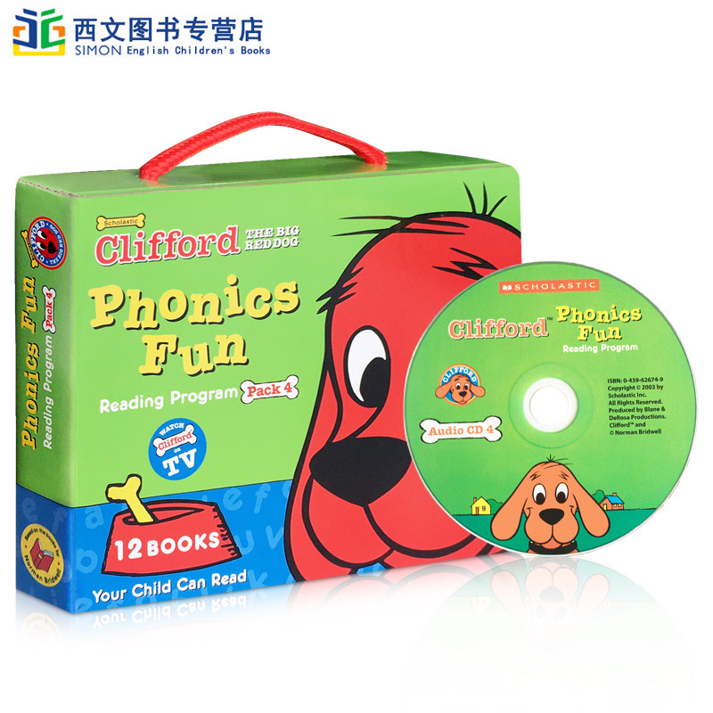 大红狗系列 Clifford PhonicFun Pack 4 英文原版绘本趣味自然拼读12册盒装+CD Big Red Dog 5-9岁儿童早教英语阅读睡前故事图画书