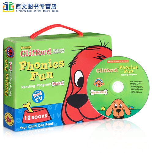 大红狗系列 Clifford PhonicFun Pack 4 英文原版绘本趣味自然拼读12册盒装+CD Big Red Dog 5-9岁儿童早教英语阅读睡前故事图画书