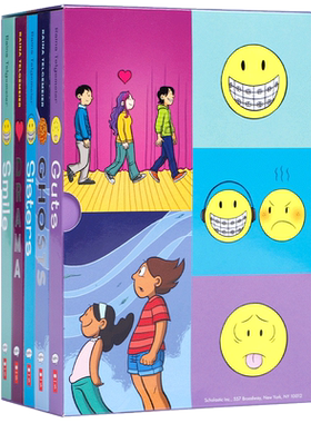 预售英文原版进口Raina Telgemeier Collection 5册盒装Smile/Drama/Sisters/Ghosts/Guts 全彩漫画绘本故事图画书 纽约时报推荐