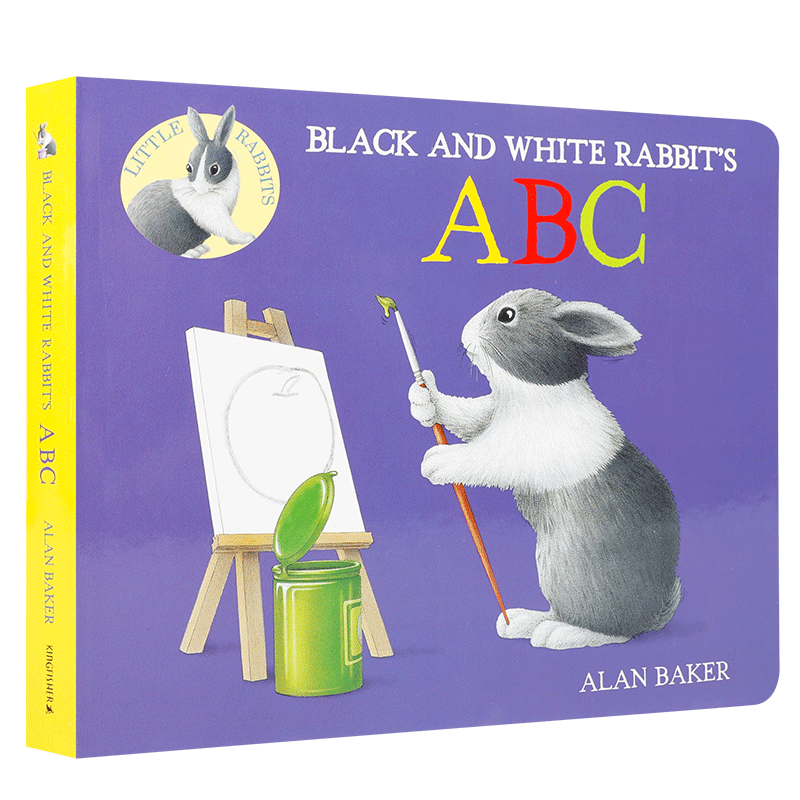 英文原版进口Black and White Rabbit's Abc黑白兔的ABC 低幼儿童英语启蒙认知绘本 宝宝撕不烂纸板书 亲子互动共读早教书图画书