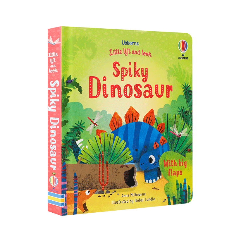 Usborne英文原版 尖尖的恐龙Little Lift and Look Spiky Dinosaur3-5岁低幼儿童英语启蒙认知绘本宝宝睡前故事书图画书纸板翻翻书