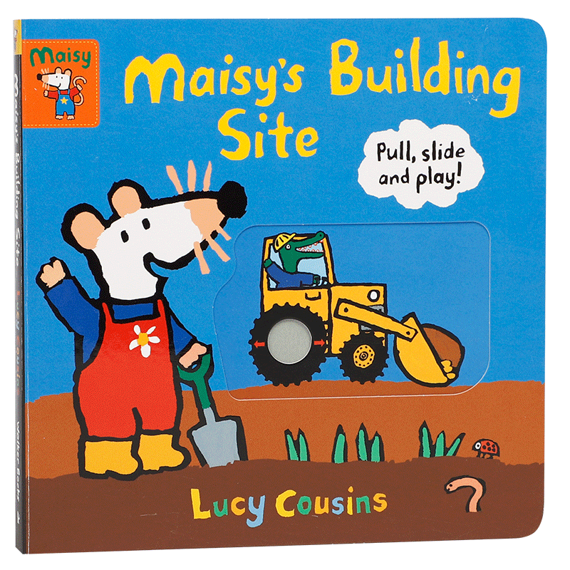 英文原版Maisy's Building Site: Pull, Slide and Play建筑工地 机关操作推拉书 启蒙认知本早教入门英语纸板书Lucy Cousins