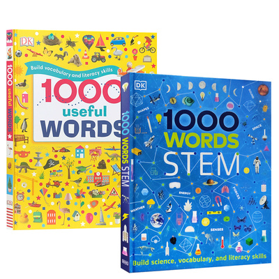 英文原版进口 DK入门词汇图解认知绘本2册1000 useful Words STEM科普早教入门知识书1000个常用科学词典儿童启蒙英语百科单词学习