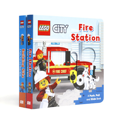 现货 英文原版Lego city: Fire Station/Building Site 乐高机关操作书消防局站/建筑工地2册 生活系列玩具书低幼启蒙纸板亲子抽拉