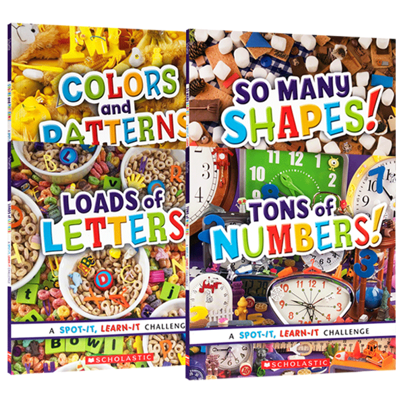 数字 颜色 形状 字母 启蒙认知绘本4册TONS OF NUMBERS/COLORS AND PATTERNS/  SHAPES/LOADS OF LETTERS 英文原版儿童图画书