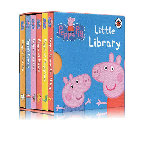 预售英文原版 小猪佩奇6册盒装手掌纸板书Peppa Pig:Little Library粉红猪小妹小小图书馆 儿童英语启蒙绘本 亲子睡前故事书