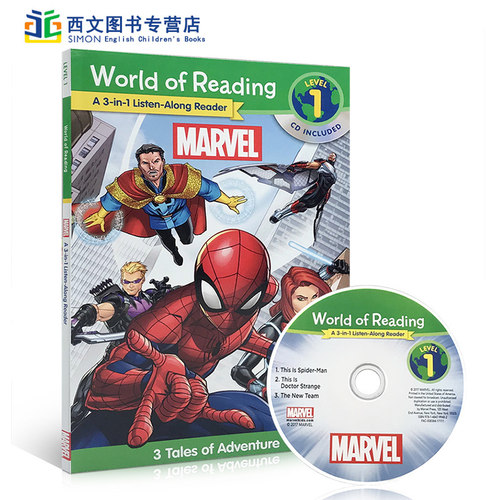 英文原版 World of Reading: Marvel 3-in-1 Listen-Along Reader 3合1 分级阅读 迪士尼漫威 经典有声绘本