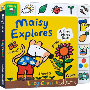 预售英文原版 Maisy Explores : A First Words Book 小鼠波波科普单词书 0-3岁低幼儿童英语启蒙认知纸板书单词书