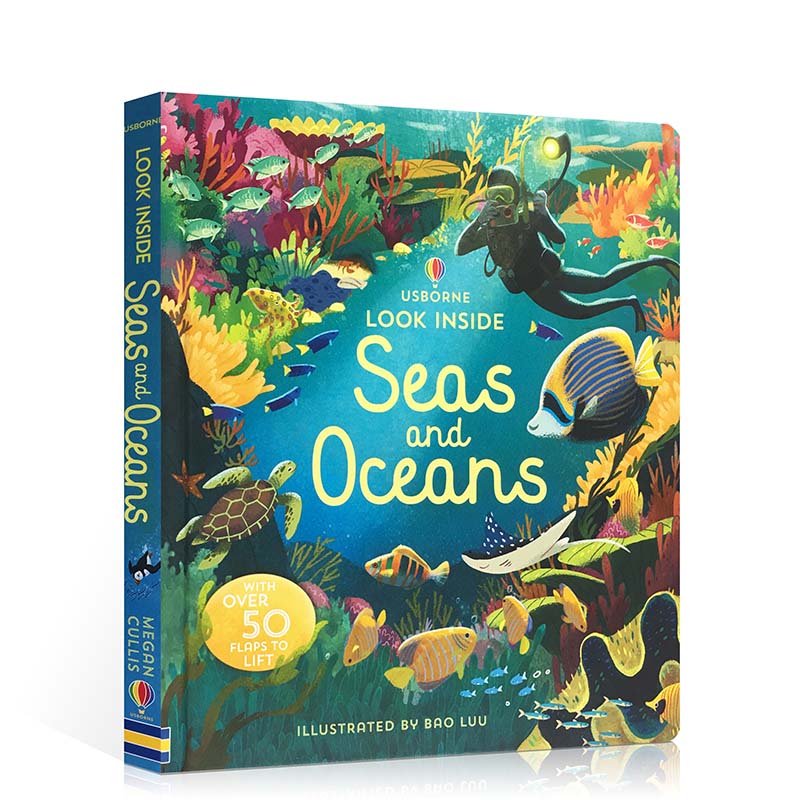 Usborne尤斯伯恩偷偷看里面系列揭秘海洋Look Inside Seas and Oceans英文原版儿童STEM百科科普知识翻翻纸板书亲子启蒙绘本