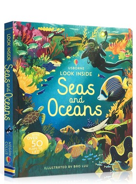 Usborne尤斯伯恩偷偷看里面系列揭秘海洋Look Inside Seas and Oceans英文原版儿童STEM百科科普知识翻翻纸板书亲子启蒙绘本