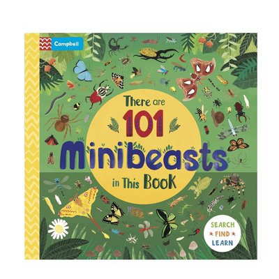 英文原版 Campbell: There are 101 Minibeasts in This Book (Upsized) 有101只迷你兽在本书里 2-6岁动物主题单词书纸板书