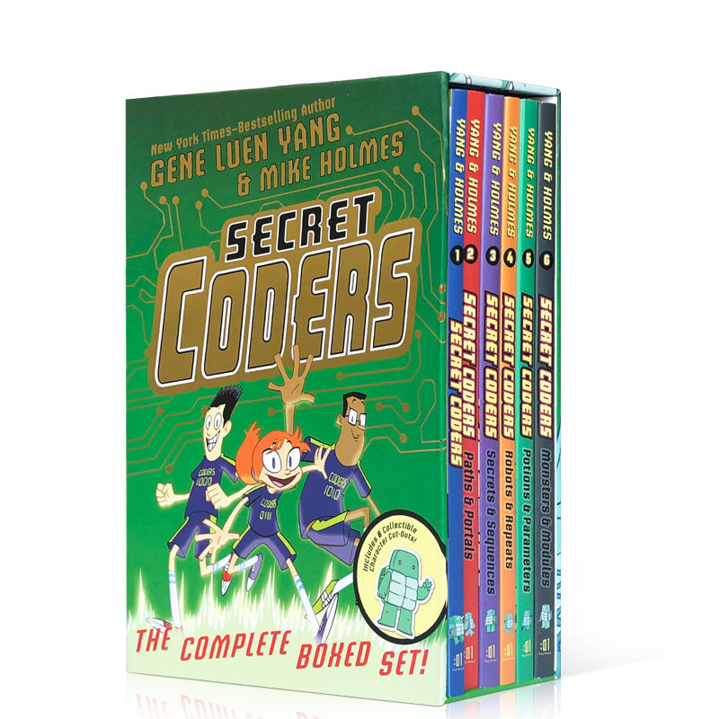 秘密编程者1-6册全套 漫画英文原版 Secret Coders 小学科学计算机科普 STEM书籍 青少年桥梁章节书 STEAM 可搭flipped dog man