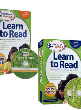 英文原版进口绘本 Hooked on Phonics Learn to Read First Grade Level 5-6  儿童英语教材自然拼读字母系列 小学低年级带DVD光盘