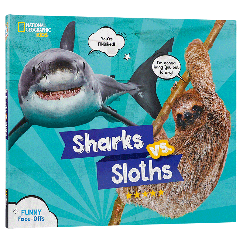 英文原版进口Sharks vs. Sloths鲨鱼对树懒 国家地理儿童书籍 中小学生英语课外阅读读物 少儿动物知识科普认知百科全书图鉴书