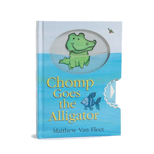 英文原版 Matthew Van Fleet: Chomp Goes the Alligator 小鳄鱼咬啊咬 2-6岁幼儿宝宝启蒙基础概念认知抽拉机关书精装