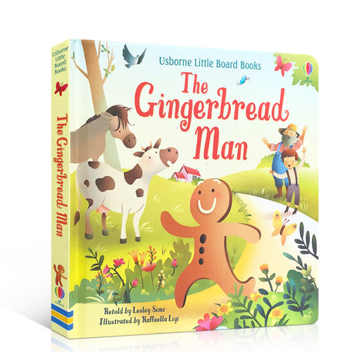 Usborne出品英文原版启蒙童话：姜饼人The Gingerbread Man儿童绘本传统童话故事色彩丰富3-6岁幼儿早教Little Board Books系列