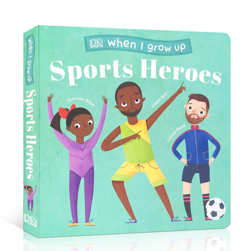 英文原版 等我长大When I Grow Up - Sports Heroes 体育明星的故事 朱婷梅西羽生结弦绘本纸板书DK出品 幼儿启蒙精装图画书
