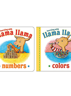 英文原版Learning with Llama Llama羊驼拉玛系列2册Colors/Numbers 宝宝颜色数字认知绘本亲子共读早教书纸板书Anna Dewdney